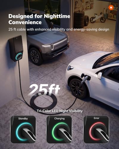 StarCharge - Cargador EV de nivel 2, 50 amperios y 240 V NACS cableado - JunoNACS-50H