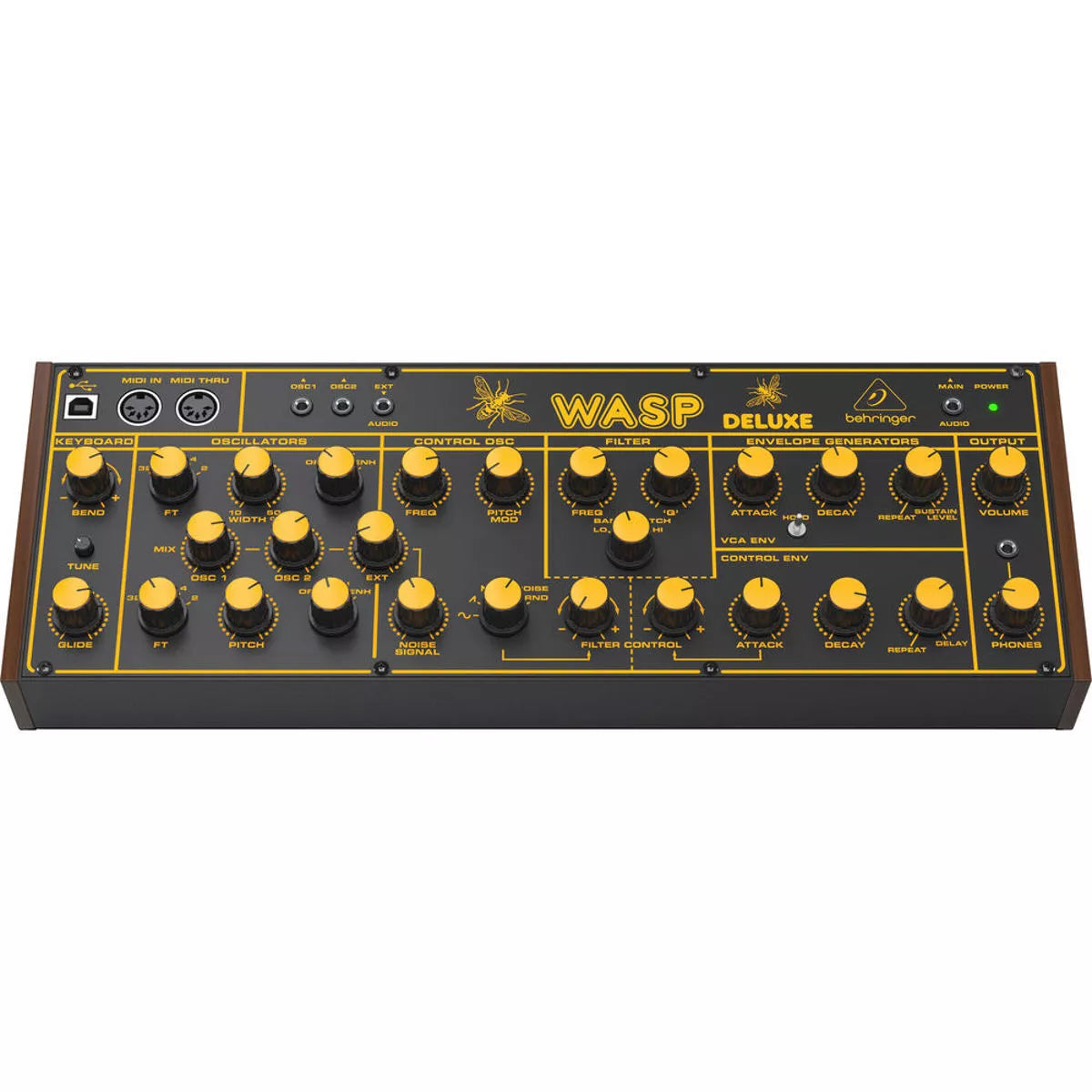 Legendario sintetizador analógico Behringer WASP DELUXE con dos OSC y VCF multimodo