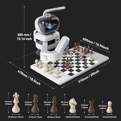Robot de ajedrez AI RC3G-N con brazo robótico tablero de ajedrez electrónico para computadora, 25 niveles de IA, más de 1200 ejercicios, entrenador de final, reproducción de juegos clásicos