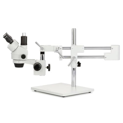 AmScope SM-4TP - Microscopio Profesional de Zoom estéreo trinocular con Control de Enfoque simultáneo, oculares WH10x, Aumento 7X-45X, Lente de Zoom 0.7X-4.5X, iluminación Ambiental, Soporte de Brazo