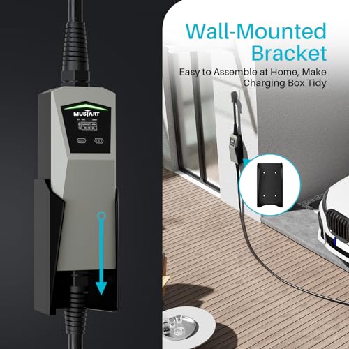 40 Amp EV Charger, Delayed Charging and Adjustable Current Electric Vehicle Portable Charger Level 2 EV Charging Station Compatible with SAE J1772 EVs (240 Volt, 24.6ft Cable, NEMA 6-50)