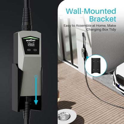 40 Amp EV Charger, Delayed Charging and Adjustable Current Electric Vehicle Portable Charger Level 2 EV Charging Station Compatible with SAE J1772 EVs (240 Volt, 24.6ft Cable, NEMA 6-50)