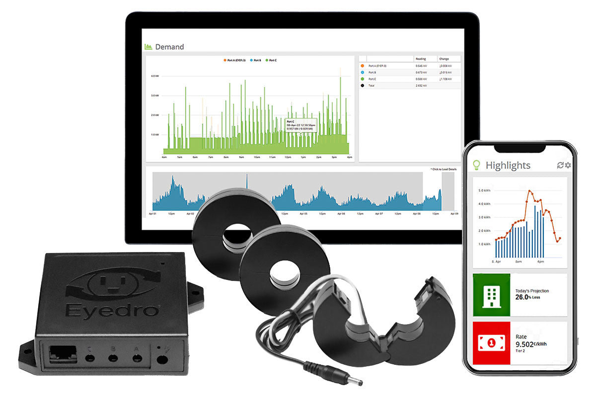 Eyedro Business WiFi and Ethernet Electricity Monitor for 3-Phase E5B-EW-E3