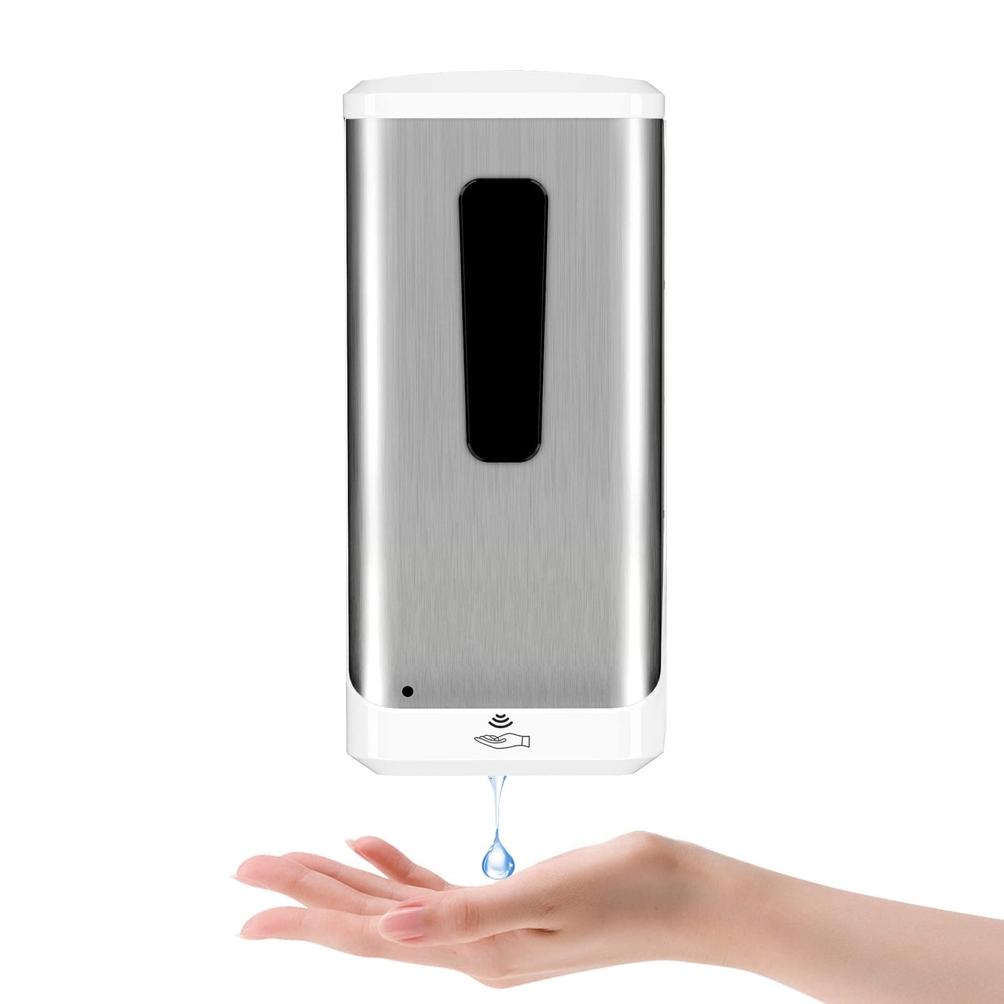 Jewaytec 1308 -Dispensador automático de desinfectante de manos, dispensador de jabón inoxidable montado en la pared de 33.8 fl oz, dispensador automático de líquidos sin contacto para oficina, hogar, restaurante