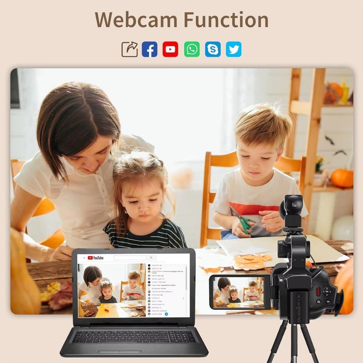 Videocámara Aries CineView 6K Ultra HD - Pantalla abatible de 3", WiFi, zoom 18x -ARCVDCR6K