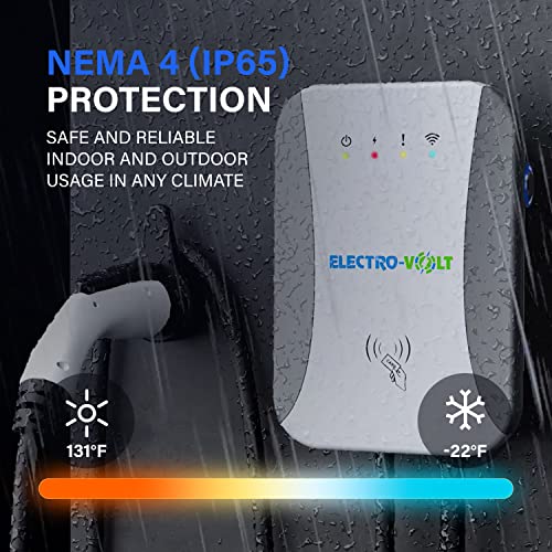 Cargador EV de nivel 2 – 10 KW, ajustable de 40 amperios, 240 V, enchufe NEMA 14-50, estación de carga de pared de coche eléctrico IP65 para interiores y exteriores, cargador EV certificado FCC nivel