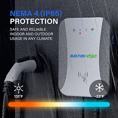 Cargador EV de nivel 2 – 10 KW, ajustable de 40 amperios, 240 V, enchufe NEMA 14-50, estación de carga de pared de coche eléctrico IP65 para interiores y exteriores, cargador EV certificado FCC nivel