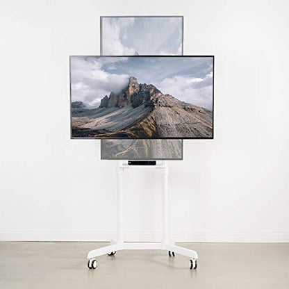 VIVO Carrito de TV móvil premium para pantallas de 32 a 88 pulgadas de hasta 154 libras, Samsung Digital Flipchart, Microsoft Surface Hub 2S, vertical a paisaje, estante, ruedas, VESA máximo de 600 x 400, blanco, STAND-TV02PW