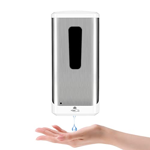 Jewaytec 1308 -Dispensador automático de desinfectante de manos, dispensador de jabón inoxidable montado en la pared de 33.8 fl oz, dispensador automático de líquidos sin contacto para oficina, hogar, restaurante