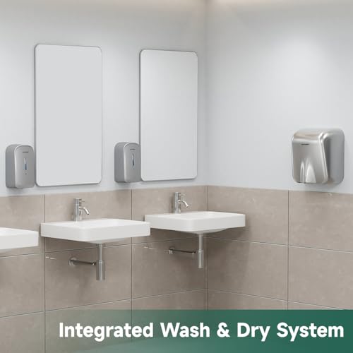 anydry Dispensador de jabón automático comercial de 34 onzas, gran capacidad, montado en la pared | Touchless Liquid Dispenser, Five-Level Adjustment, Ideal for High-Traffic Bathroom, Restroom, Durable Wall-Mount Installation
