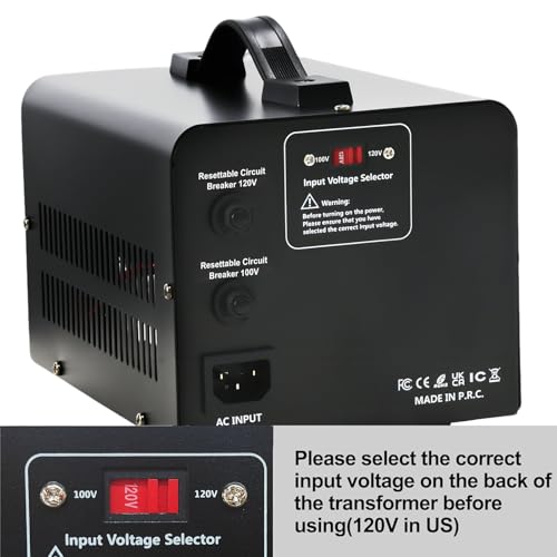Yinleader 1000W 120V EE.UU. a 100V Japón Convertidor de Voltaje Paso Abajo/Arriba Transformador Ideal para Tocadiscos Japonés YL-USJP-1000