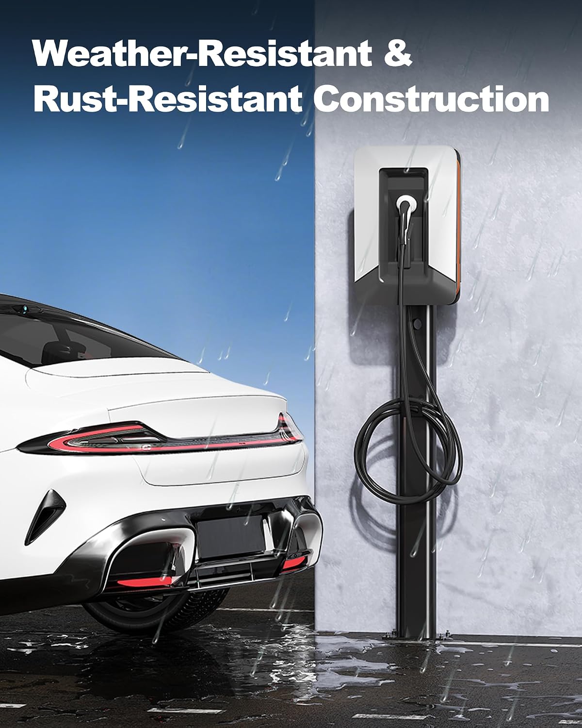 Soporte de pedestal universal para cargador de vehículos eléctricos, montaje en suelo de 59 pulgadas con gancho para cable BS-CDZ