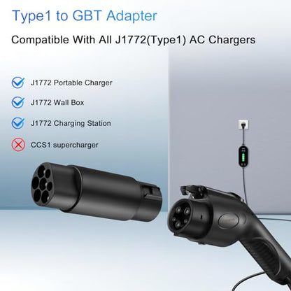 Conector de cargador EV Tipo 1 a GBT Adaptador de carga de vehículo eléctrico SAE j1772 a GB/T Adaptador de carga EV (J1772 a GBT Modelo 2)