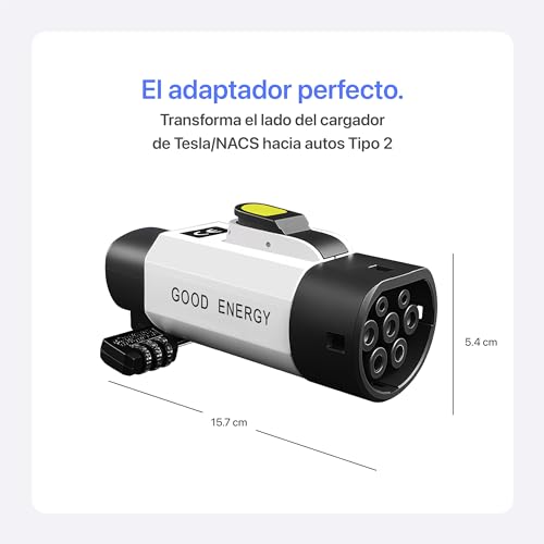 Adaptador de Carga Tesla NACS a Tipo 2 para Autos eléctricos, Conector 32A, PC+ABS Resistente, Compacto y Seguro, Compatible con Estaciones Tesla
