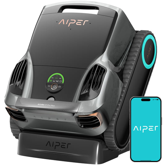 Aiper Scuba X1 Pro Max - Robot aspirador de piscina y robótico para piscina con succión de 8,500 GPH, mapeo de piscina, filtración ultrafina de 3 μm, estacionamiento inteligente de superficie, para todas las piscinas enterradas, gris