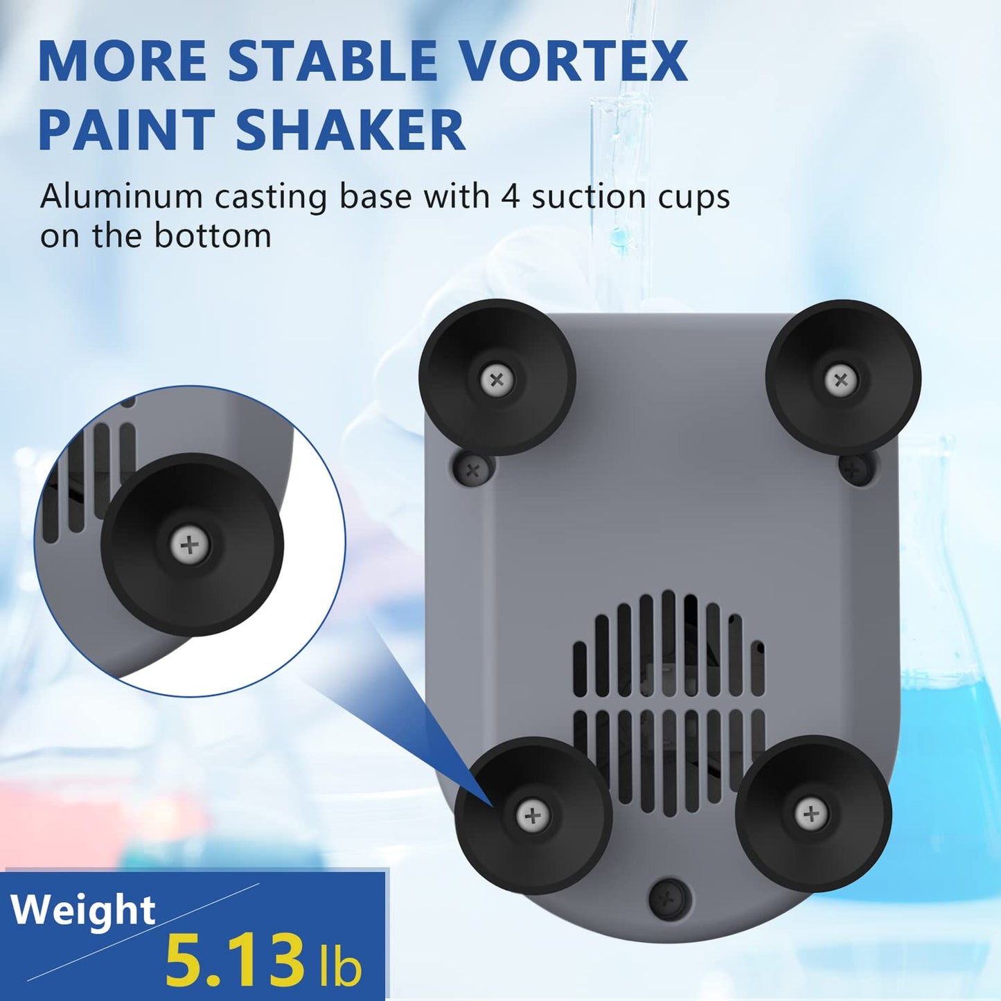 Four E's Scientific Mezclador de vórtice digital LED, velocidad 0-3000 rpm, diámetro orbital 0.236 in, 50/60Hz, táctil, temporizador y modos continuos, mezcla contenedores de 1.7 fl oz en 3 segundos - Sobremesa para laboratorio MI0101002D