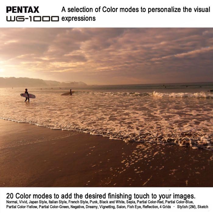 PENTAX WG-1000 - Cámara compacta digital resistente al agua, diseñada para fotografías informales al aire última intervensión y subacuáticas, impermeable hasta una profundidad de 15m MFR: 02155