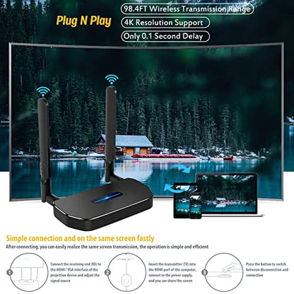 Kit de extensor inalámbrico HDMI de dos transmisores y receptores 4K. YAOMAISI Casting 165 pies/50 m 5G señal estable video/audio HDMI kit extensor inalámbrico para PC, laptop, cámara, Blu-ray, Netfix, PS5 a monitor, proyector, HDTV