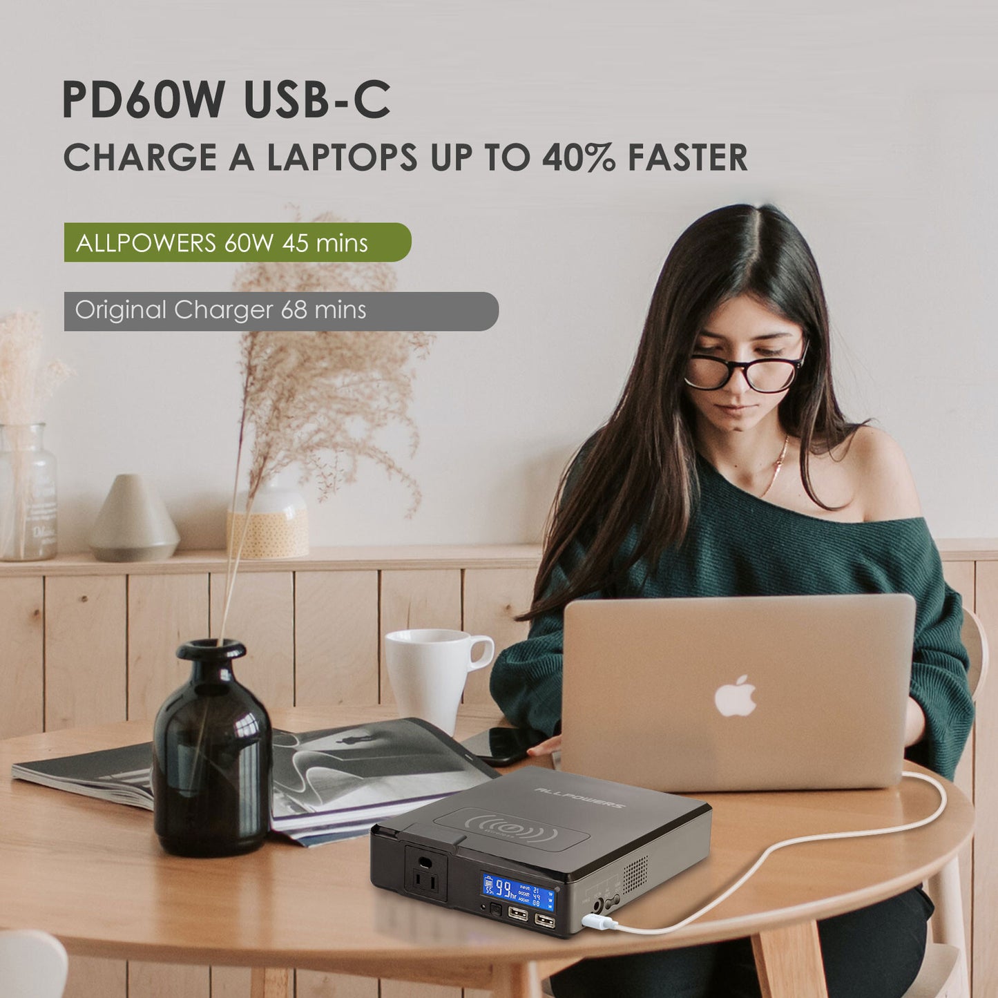 Cargador portátil ALLPOWERS S200 de 200 W y 41600 mAh con energía solar y batería externa inalámbrica.