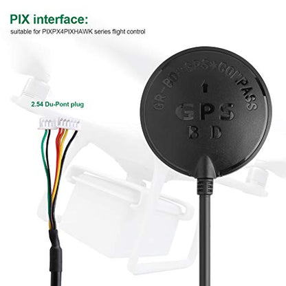 Módulo de brújula GPS+NEO-M8N+ Módulo GPS BDS de precisión APM Control de dron, receptor GPS FPV Control de vuelo Módulo de navegación Pixhawk para APM PIX PX4, compatible con puerto APM I2C MWC