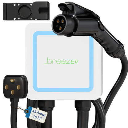 KastLite Cargador BreezEV de 48 amperios EV nivel 2, enchufe NEMA 14-50, conector J1772, cable de 18 pies | 240 V IP65 universal para montaje en pared para vehículo/estación de carga doméstica