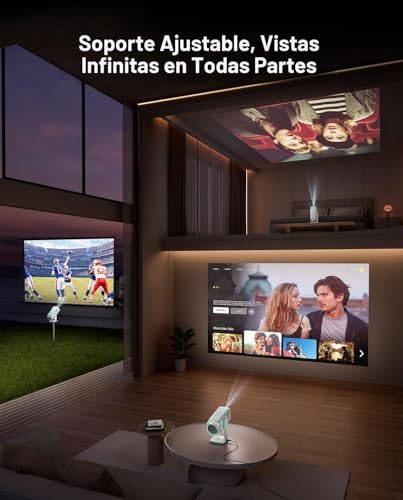 Aurzen BOOM Air D004- Proyector portátil Google TV con WiFi y Bluetooth, alimentado por USB-C, proyector inteligente para películas al aire libre y en casa, compatible con 4K, enfoque en tiempo real | Smart Projector with WiFi Bluetooth Home Movie