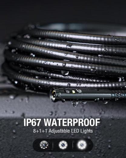 Cámara de inspección, boroscopio Teslong de triple lente con pantalla dividida IPS de 6 pulgadas, cámara endoscopio WiFi con luz IP67, impermeable, flexible, cámara de alcance - NTS600