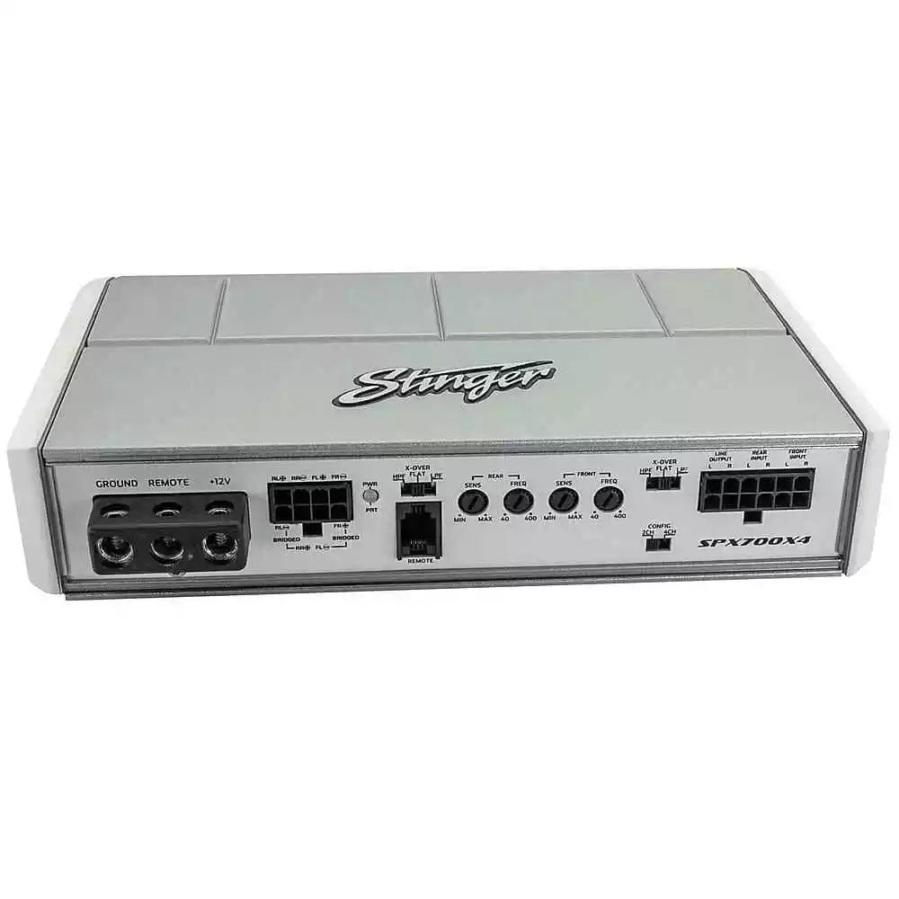 Stinger - Microamplificador para deportes de motor y marinos de 4 canales y 700 W - Plateado SPX700X4