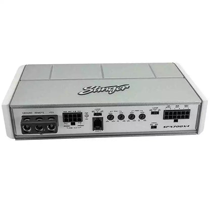 Stinger - Microamplificador para deportes de motor y marinos de 4 canales y 700 W - Plateado SPX700X4