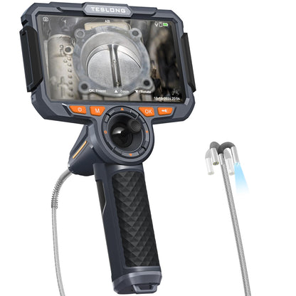 Teslong Boroscopio articulado de 4 vías de 0.154 in con luz, cámara de inspección de endoscopio IPS de 6 pulgadas con sonda articulada 360, dispositivos flexibles para mecánicos automotrices, cámara