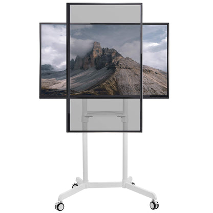 VIVO Carrito de TV móvil premium para pantallas de 32 a 88 pulgadas de hasta 154 libras, Samsung Digital Flipchart, Microsoft Surface Hub 2S, vertical a paisaje, estante, ruedas, VESA máximo de 600 x 400, blanco, STAND-TV02PW