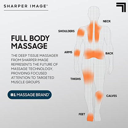 Sharper Image® Powerboost® Pro+ Pistola de masaje de tejido profundo caliente y frío - 6 velocidades, 6 accesorios, batería de 5 horas, estuche de viaje, base de carga, masajeador #1015848