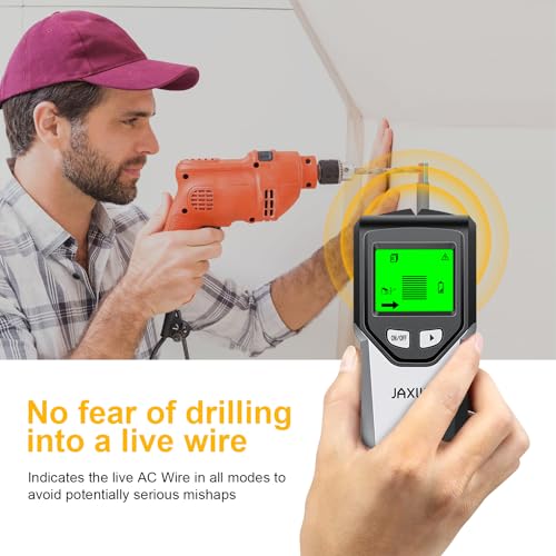 Escáner de pared con buscador de pernos – Detector de pernos 5 en 1 con chip de microprocesador inteligente y pantalla LCD HD, buscadores de vigas con sensor de pernos para centro y borde de madera, 410-A-GRAY-1
