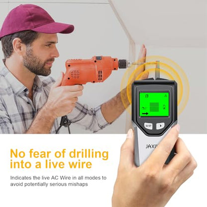 Escáner de pared con buscador de pernos – Detector de pernos 5 en 1 con chip de microprocesador inteligente y pantalla LCD HD, buscadores de vigas con sensor de pernos para centro y borde de madera, 410-A-GRAY-1