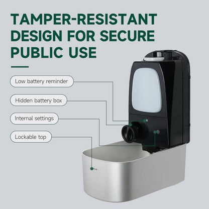 anydry Dispensador de jabón automático comercial de 34 onzas, gran capacidad, montado en la pared | Touchless Liquid Dispenser, Five-Level Adjustment, Ideal for High-Traffic Bathroom, Restroom, Durable Wall-Mount Installation