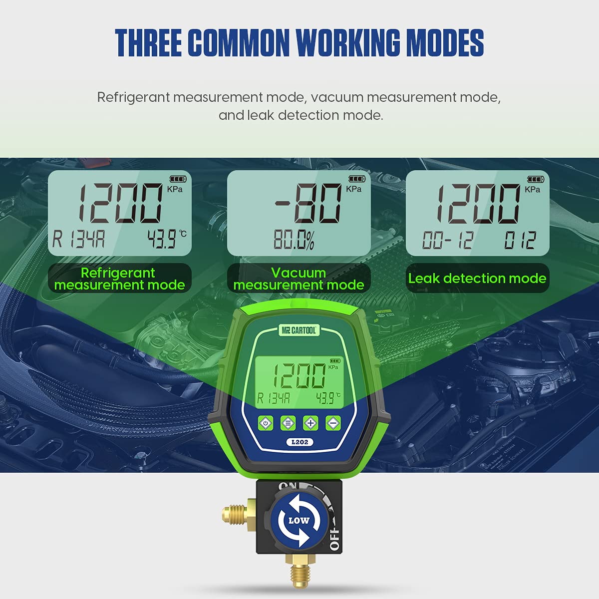 Medidores de HVAC 90 Juego de medidores de colector digital refrigerante, R410A R134A Prueba de presión de vacío digital Sistemas HVAC Herramienta de probador de fugas para bombas de calor de aire