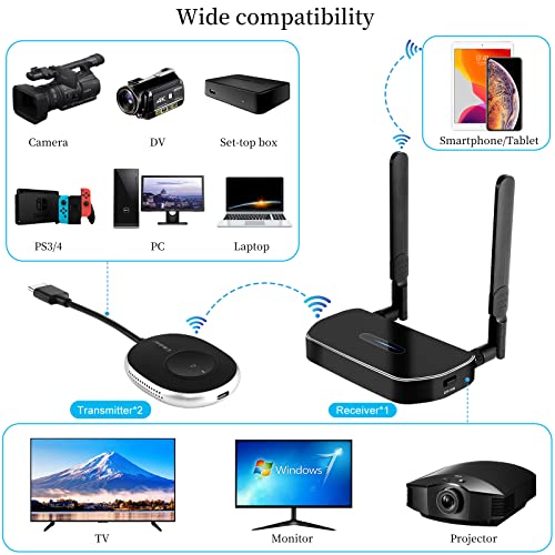Kit de extensor inalámbrico HDMI de dos transmisores y receptores 4K. YAOMAISI Casting 165 pies/50 m 5G señal estable video/audio HDMI kit extensor inalámbrico para PC, laptop, cámara, Blu-ray, Netfix, PS5 a monitor, proyector, HDTV