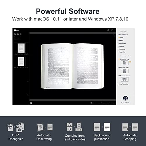 Serie Czur ET18 PRO Escáner de libros de gran formato A3: el ET18 Pro puede escanear cualquier documento de hasta tamaño A3 (16.5'' x 11.7'')