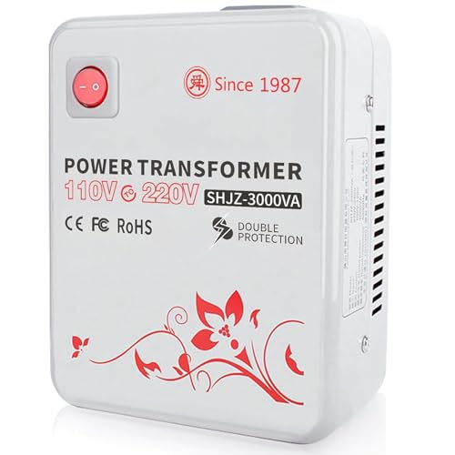 SUNSHUN SHJZ-3000VA Transformador convertidor de voltaje de 3000 vatios (3000 W) de 110 V a 220 V adaptador transformador para uso en los Estados Unidos para electrodomésticos europeos y asiáticos
