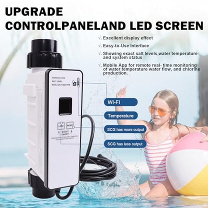 EC-520555 Generador de cloro de agua salada de células de sal mejorado, compatible con clorador de piscina Pentair IntelliChlor IC40, sistema de clorador de sal para piscinas enterradas de hasta