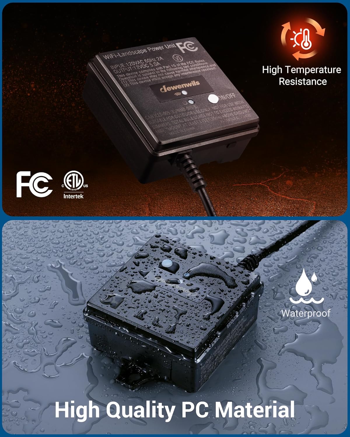 DEWENWILS Transformador de bajo voltaje WiFi de 60 W, 120 V CA a 12 V CC, transformador inteligente de paisaje de bajo voltaje para exteriores con temporizador, funciona con Alexa y Google Home,