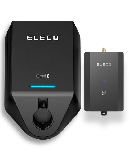 ELECQ Juego de carga inteligente: gestión activa de carga, modo de carga solar, compatible con OCPP | Cargador EV de 50 A (cableado/J1772) + monitor de potencia