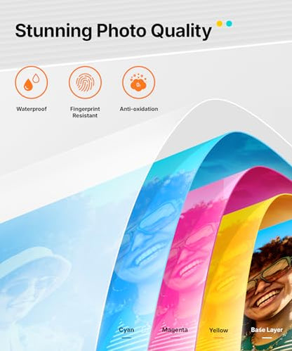 Liene Amber M110 - Impresora fotográfica Bluetooth de 80 hojas, impresora fotográfica portátil para iPhone, sublimación de tinte térmico, impresora de imágenes, 60 hojas de papel de 4 x 6 y 20 hojas DHP515