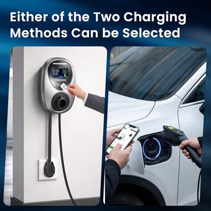 GROWNEER Cargador EV de nivel 2 de 48 amperios, enchufe NEMA 14-50 de 240 V, cargador portátil para vehículo eléctrico de 25 pies con conector J1772 y adaptador Tesla, pantalla LCD, estación de carga - AY253608001