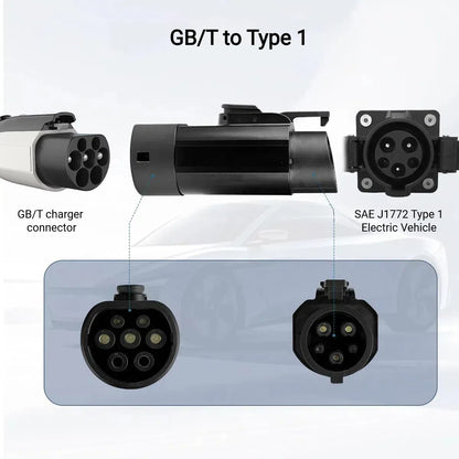 Conector EV GBT (cargador) a Tipo 1 (coche), adaptador de carga EV, 32 A, 7 kW, 250 V