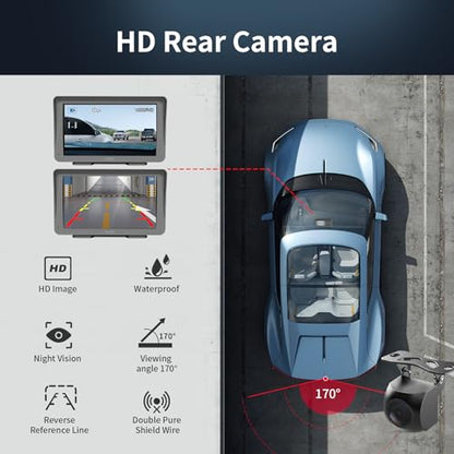 Unitek - Pantalla táctil portátil inalámbrica para coche, 7 pulgadas, compatible con Bluetooth, pantalla de Android y Apple Carplay para pantalla de coche para Carros con cámara de respaldo/navegador