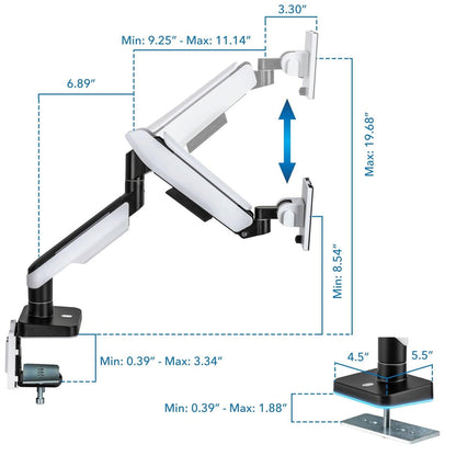 Mount-It! MI-4881 Brazo de monitor individual de alta resistencia para pantallas ultra anchas de hasta 49"