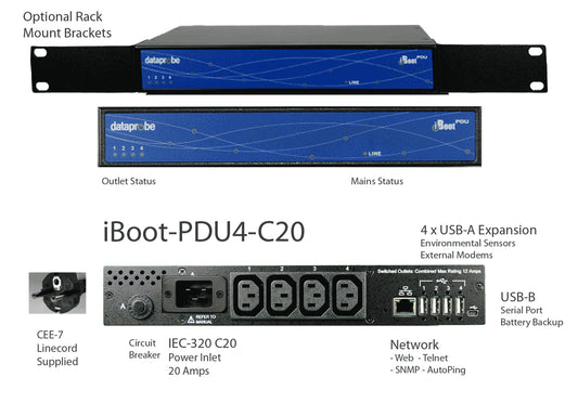 DATAPROBE iBoot-PDU - Modelos internacionales - 4 puertos 10 AMP 1 PUERTO ETHERNET SKU: 1530145