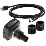 Microscopio estereoscópico trinocular con zoom AmScope SM-4TZ-144A-10M3 Serie SM-4, aumento de 3,5X a 90X, con 144 LED multizona y USB 3.0 de 10 MP