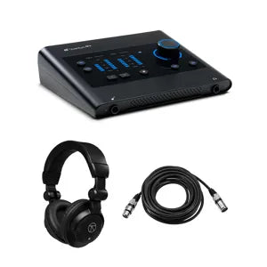 Interfaz de audio USB-C PreSonus Quantum ES 2 2x2 de 24 bits, incluye auriculares de monitorización TAPH100 y cable de micrófono de 7,62 m MFR: 2777700503 C